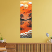 Toile Golden Horizon Serenity Lake & Cranes Canvas Print (Insitu(Salon))