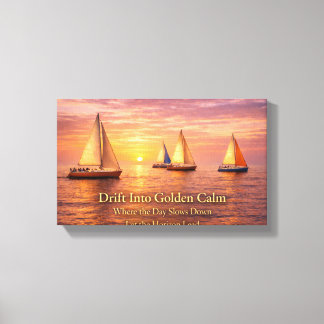 Toile Golden Hour Sailboats Canvas Wall Art | Coastal Su