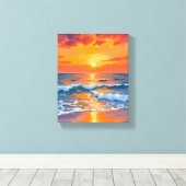 Toile Golden Hour Sunset Ocean Beach Painting (Insitu (Plancher de Bois))