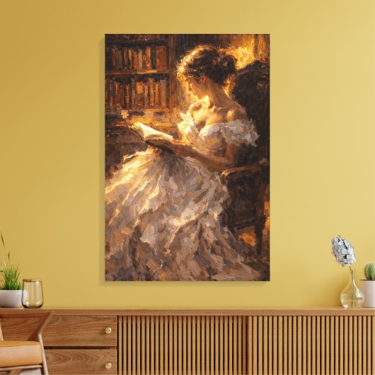 Toile Golden Library Glow: Visual Impasto Style  (Insitu(Salon))