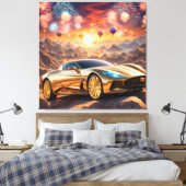 Toile golden luxury car in a desert landscape (Insitu(Chambre))