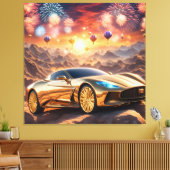 Toile golden luxury car in a desert landscape (Insitu(Salon))