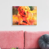 Toile Golden Retriever Chien Aquarelle Art Canvas (Insitu(Salon))
