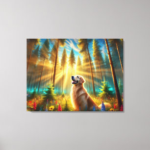 Toile Golden Retriever dans la forêt enchantée
