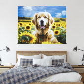 Toile Golden Retriever dans un champ de tournesol (Insitu(Chambre))