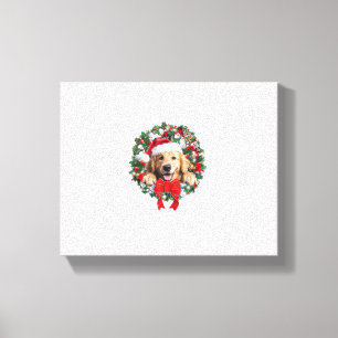 Toile Golden Retriever décoration de couronne Noël Noël 