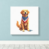Toile Golden Retriever July 4th Vintage Patriotic Tee 2 (Insitu (Plancher de Bois))