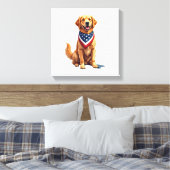 Toile Golden Retriever July 4th Vintage Patriotic Tee 2 (Insitu(Chambre))