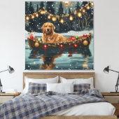 Toile Golden Retriever Noël Festive Voyage (Insitu(Chambre))