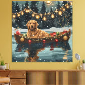Toile Golden Retriever Noël Festive Voyage (Insitu(Salon))