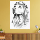 Toile Golden Retriever Pilot Marble Statue Canvas Art (Insitu(Salon))