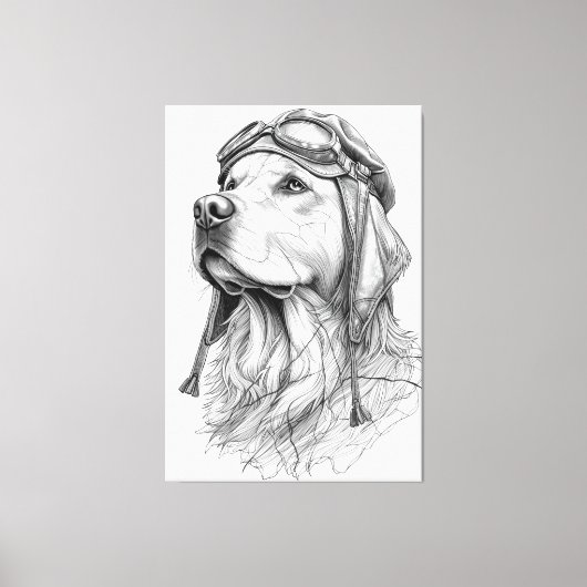 Toile Golden Retriever Pilot Marble Statue Canvas Art (Recto)