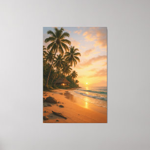Toile Golden Serenity - Tropical Beach Sunset