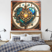 Toile Golden Stained Glass Heart Steampunk Series (Insitu(Chambre))