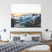 Toile Golden Sunset Ocean Waves on Rocks Serene Seascape (Insitu(Chambre))