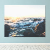 Toile Golden Sunset Ocean Waves on Rocks Serene Seascape (Insitu (Plancher de Bois))