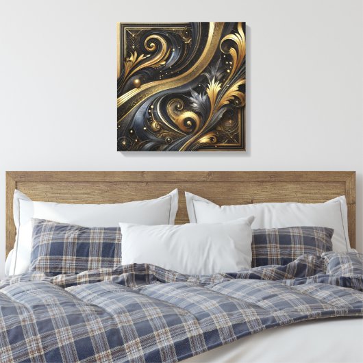 Toile Golden Swirls and Curves Canvas Art (Insitu(Chambre))