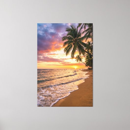 Toile Golden Tropical Sunset Beach Canvas Print (Recto)