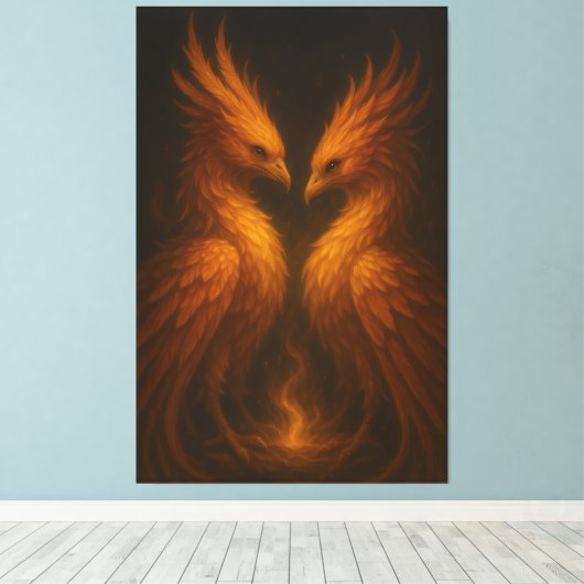 Toile Golden Twin Phoenix • Luxury Fine Art Canvas (Insitu (Plancher de Bois))