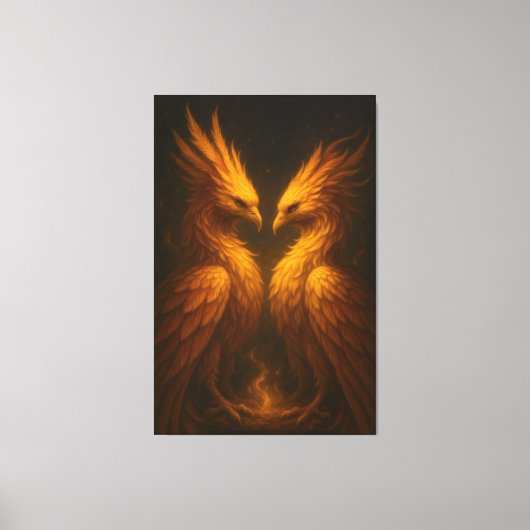 Toile Golden Twin Phoenix • Luxury Fine Art Canvas (Recto)