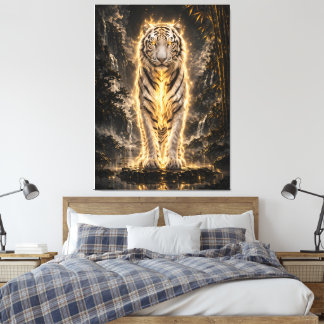 Toile Golden White Tiger Guardian Power