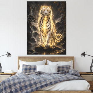 Toile Golden White Tiger Guardian Power