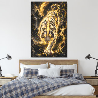 Toile Golden White Tiger Power Spirit
