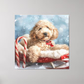 Toile Goldendoodle Chien Festif de Noël (Recto)