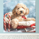 Toile Goldendoodle Chien Festif de Noël (Insitu (Plancher de Bois))