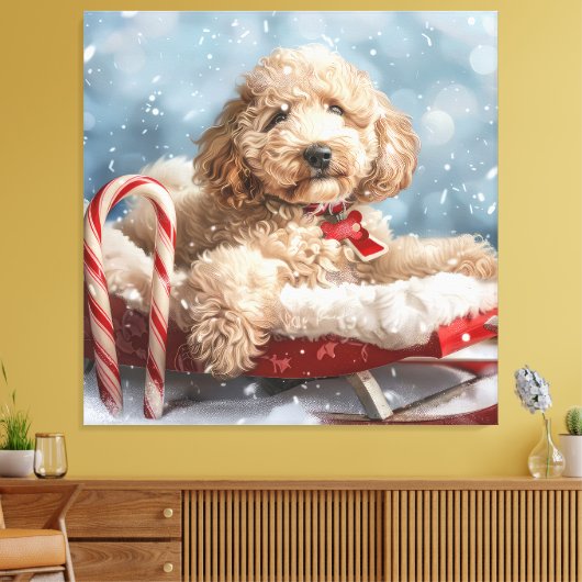Toile Goldendoodle Chien Festif de Noël (Insitu(Salon))