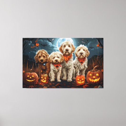 Toile Goldendoodle Halloween Éffrayant (Recto)