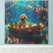 Toile Goldendoodle Noël Festive Voyage (Insitu (Plancher de Bois))
