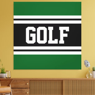 Toile GOLF Athletic Fun Green Black White Racing Stripes