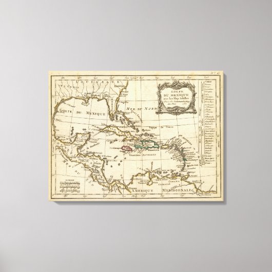 Toile Golfe du Mexique, Caraïbes (Recto)