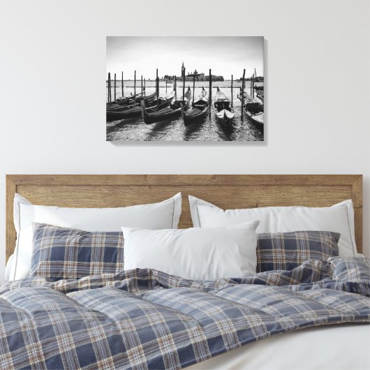Toile Gondolas à Venise en noir et blanc (Insitu(Chambre))