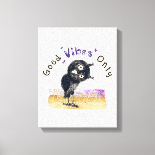 Toile Good Vibes seulement avec Chouette curieuse (Recto)