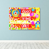 Toile Good Vibes seulement, Panneau de Paix, Drapeau, Ma (Insitu (Plancher de Bois))