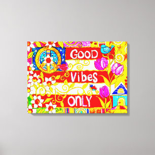 Toile Good Vibes uniquement, signe de paix, drapeau, mar
