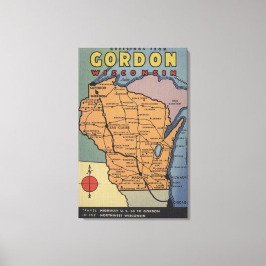 Toile Gordon, Wisconsin - Scènes de grandes lettres (Recto)