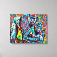 Gorilla Ape Famille Animaux Abstraits Faune Art
