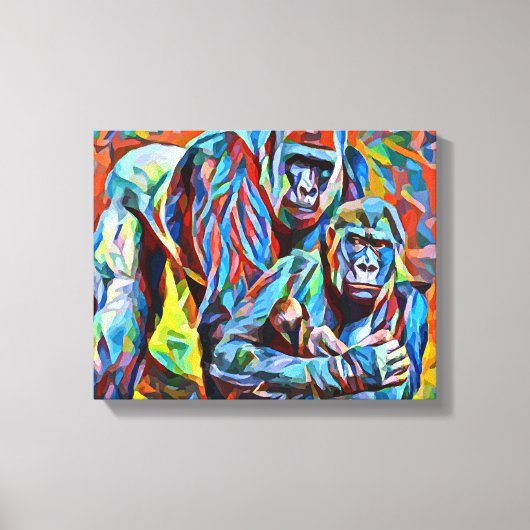 Toile Gorilla Ape Famille jungle Abstraite Animaux Art (Recto)