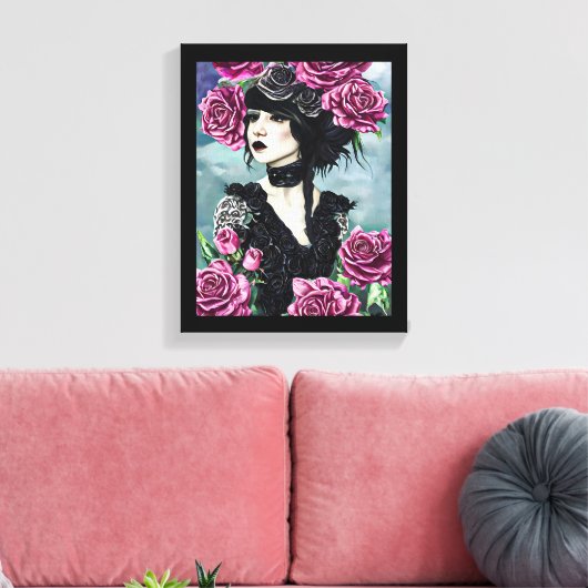 Toile Goth Rose Girl Art original Peinture numérique (Insitu(Salon))