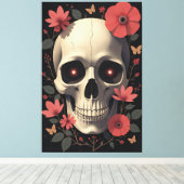 Toile Gothic Floral Skull - Stylized Skull (Insitu (Plancher de Bois))