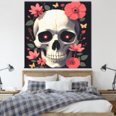 Toile Gothic Floral Skull - Stylized Skull (Insitu(Chambre))