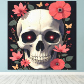 Toile Gothic Floral Skull - Stylized Skull (Insitu (Plancher de Bois))