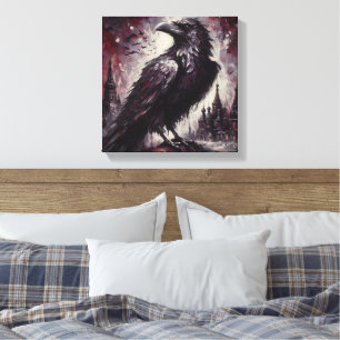Toile Gothique Corbeau Corneille Oiseau Peinture Black R