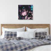 Toile Gothique Emo | Fille Anime & Chat (Insitu(Chambre))