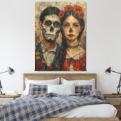 Toile Gothique mexicaine esthétique, visage crâne, dia d (Insitu(Chambre))
