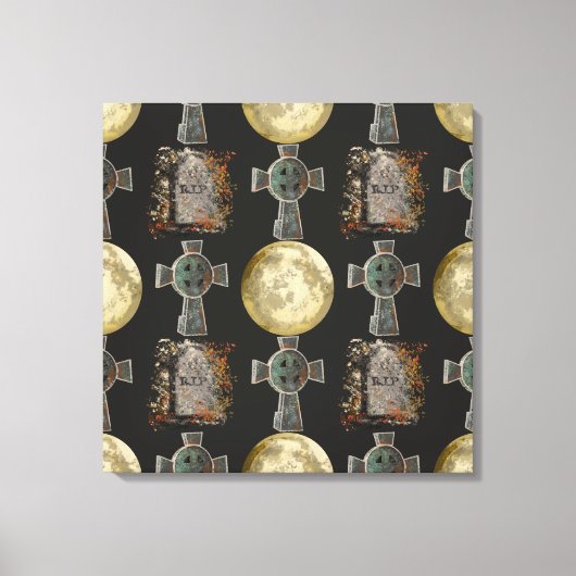 Toile Gothique R.I.P. Headstone Celtic Cross Pleine lune (Recto)