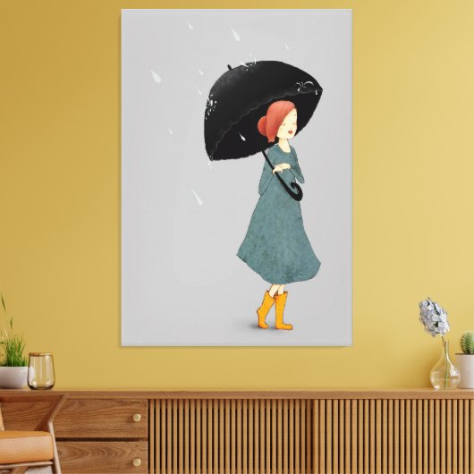 Toile Grace in the Rain : Élégante dame avec parapluie (Insitu(Salon))